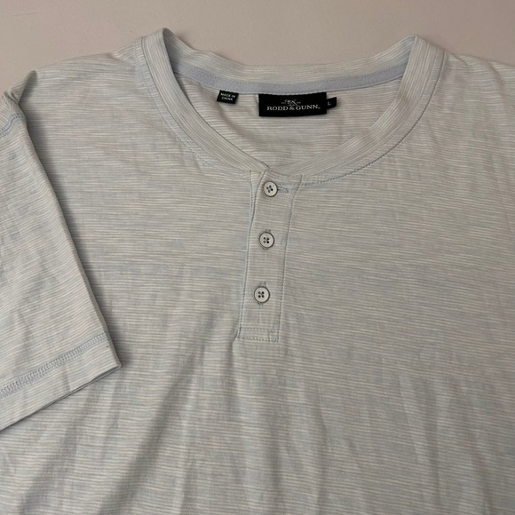 Rodd & Gunn Other - Rodd & Gunn Men's L Light Blue Striped Short Sleeve Henley Shirt Casual